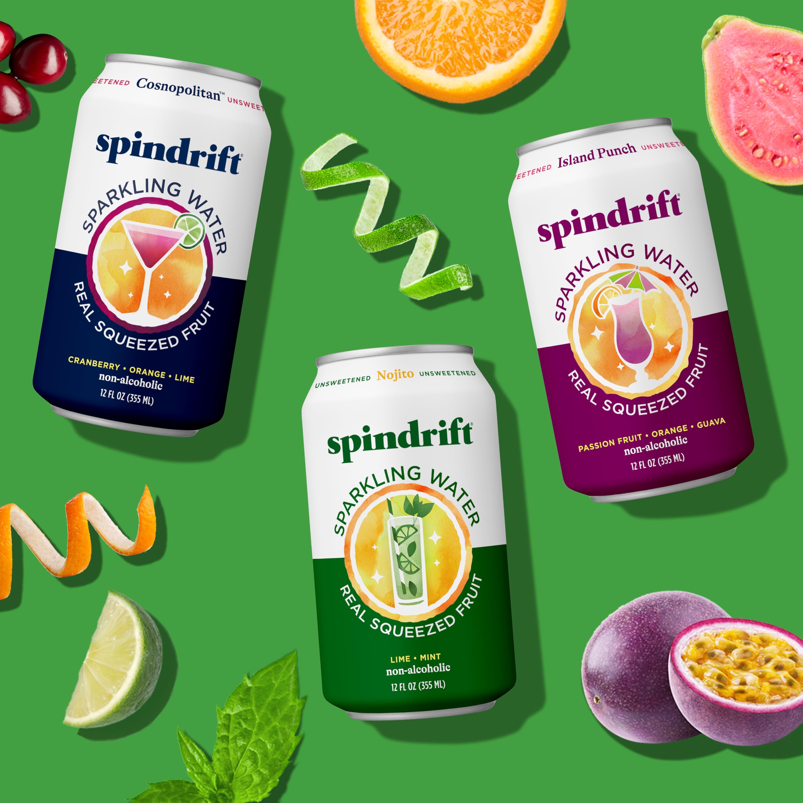 Spindrift Mocktail pack on desk with ice for entertaining on the go.