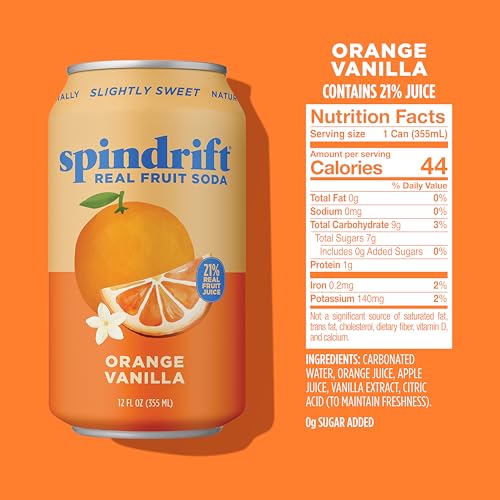 Spindrift Orange Cream Float can side with clean ingredients and no artificial flavors