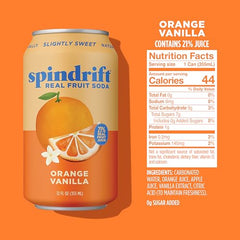Spindrift Orange Cream Float can side with clean ingredients and no artificial flavors