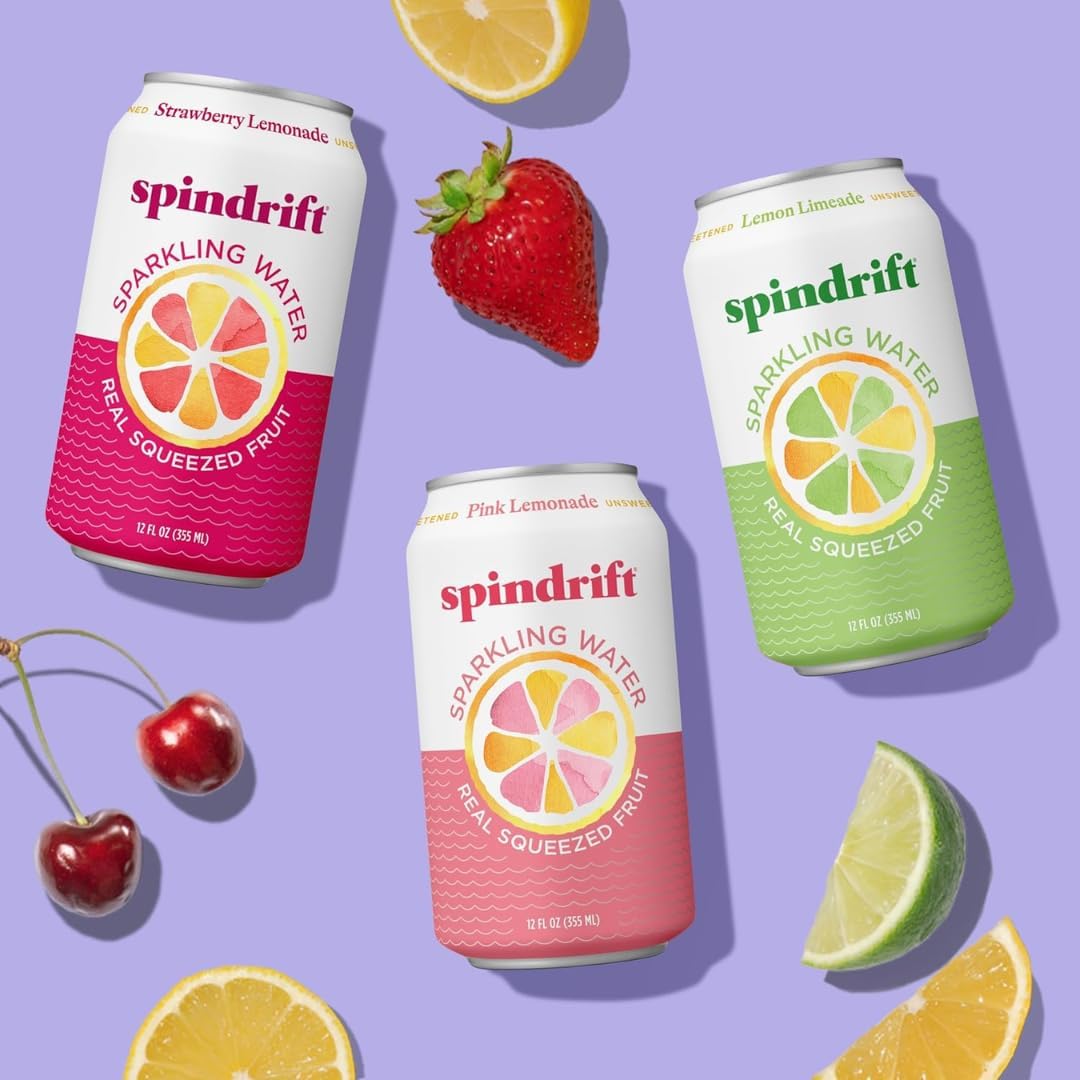 Spindrift pack of twelve cans on display for stocking up