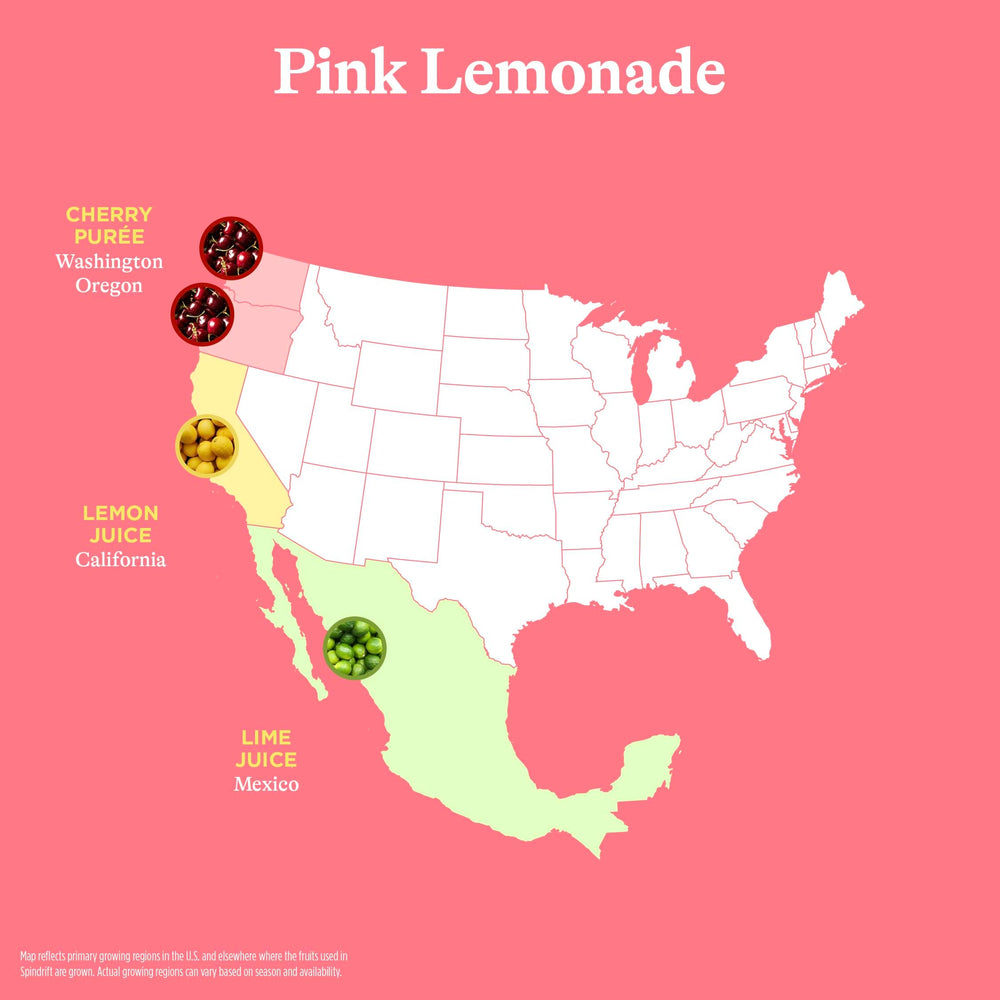 Spindrift Pink Lemonade being poured into a glass emphasizes sparkling texture and citrus aroma