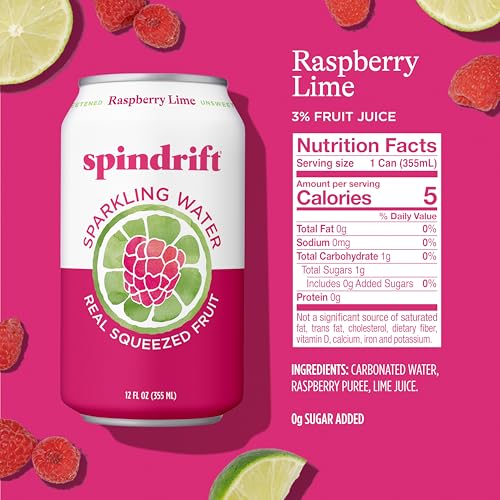 Spindrift Raspberry Lime being poured over ice highlights crisp, refreshing notes