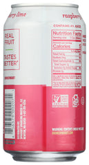 Spindrift Raspberry Lime label closeup shows natural ingredients and vibrant color.