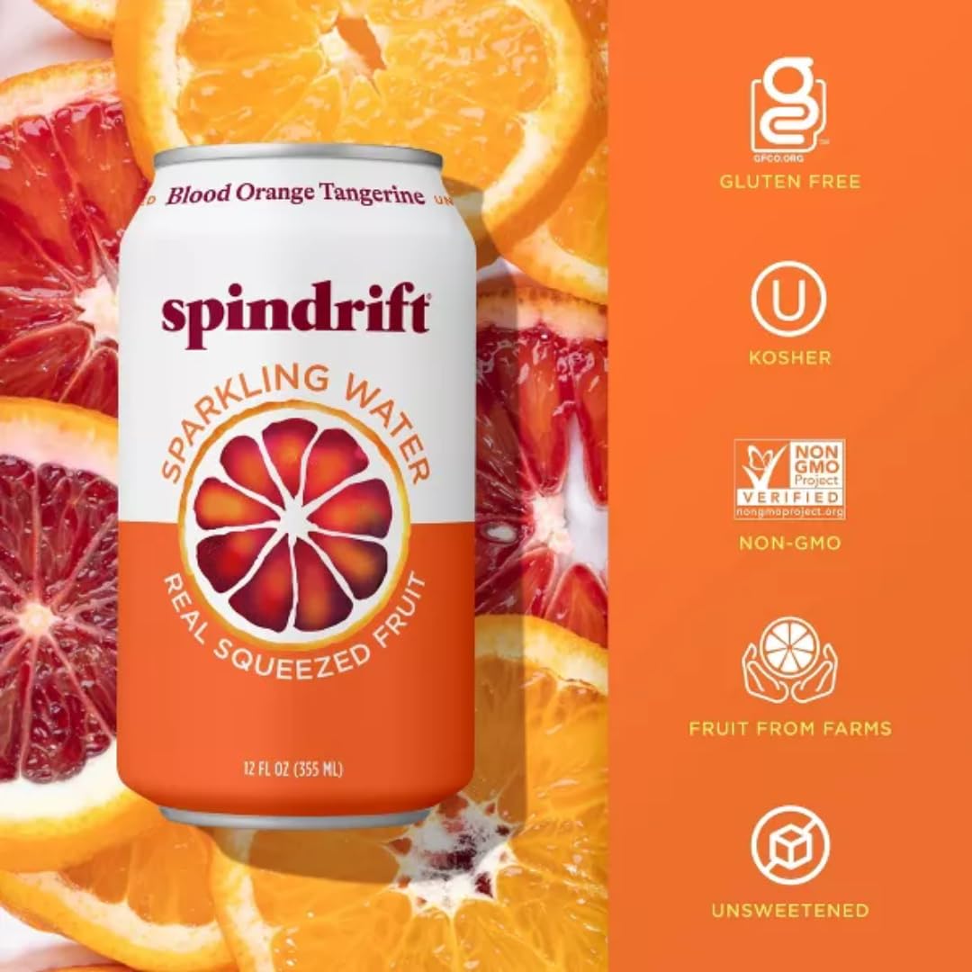 Spindrift unsweetened gluten-free non-GMO can label.