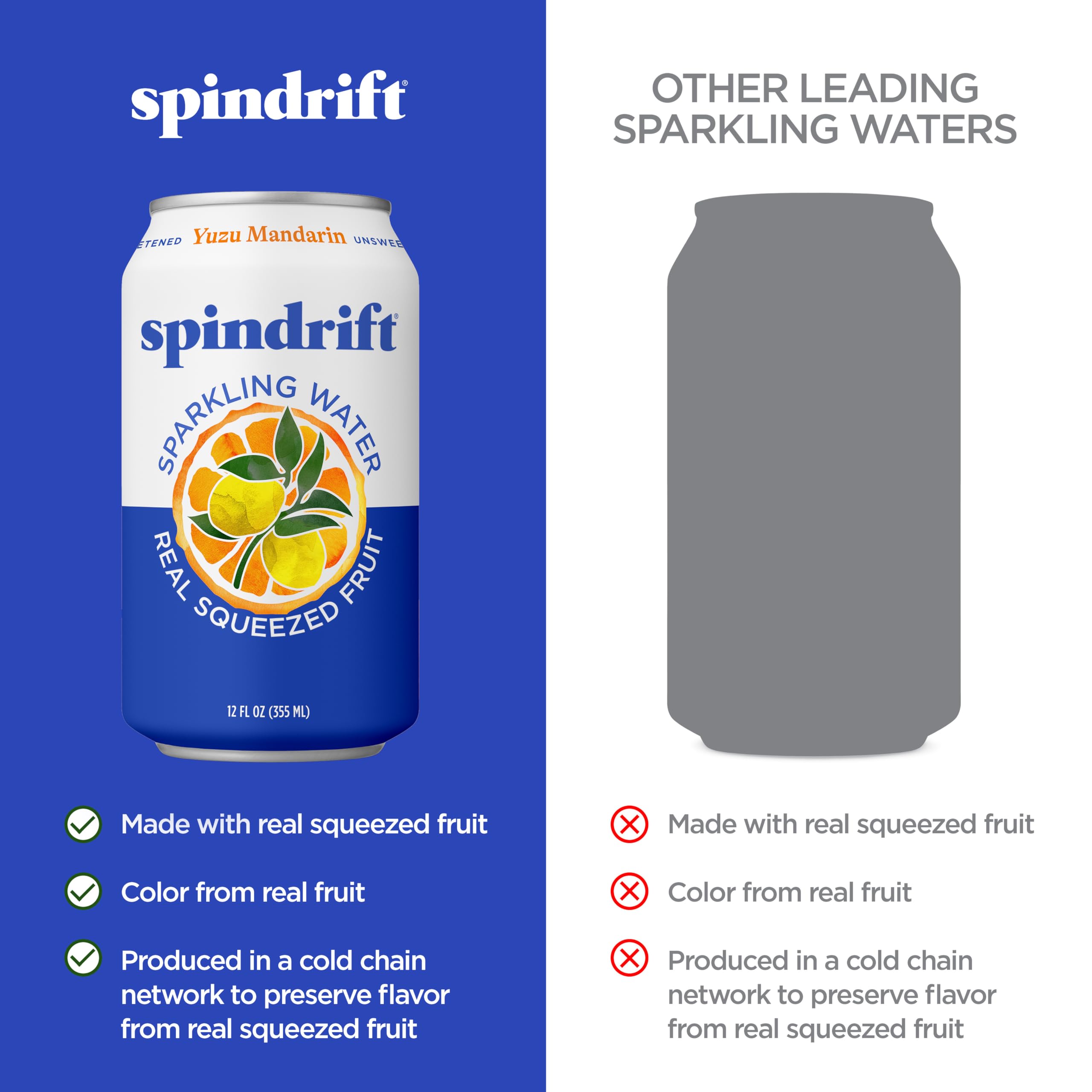 Spindrift Yuzu Mandarin bubbles with light pulp for fuller flavor