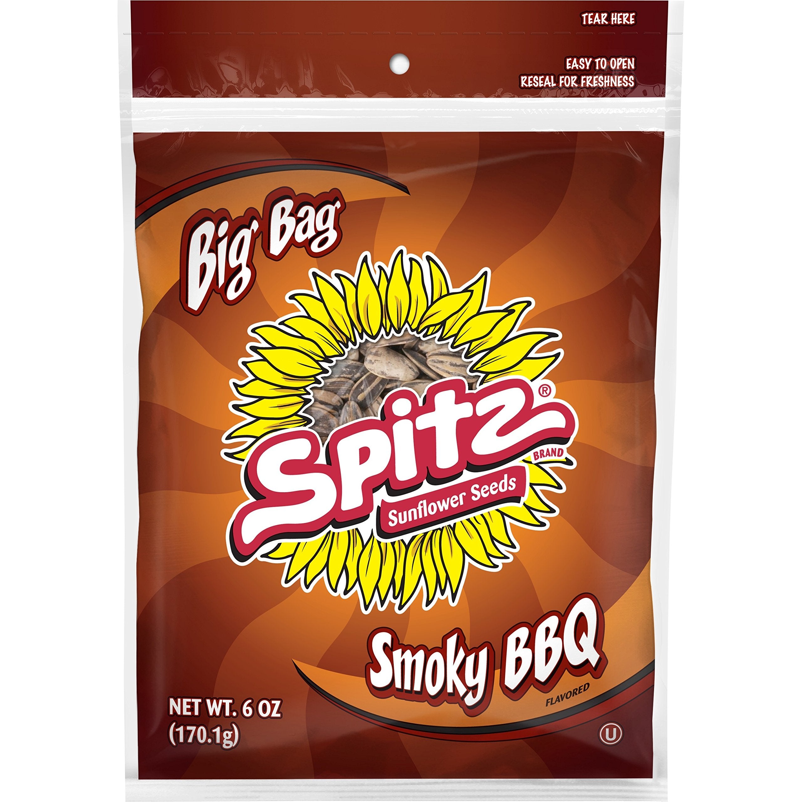 Spitz BBQ-flavored sunflower seeds in a bag, convenient backyard snack.