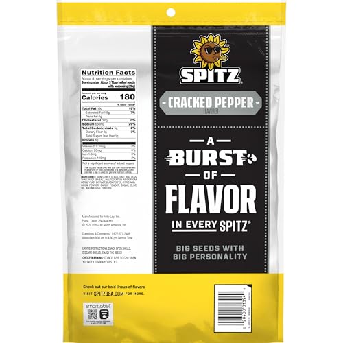 Spitz cracked pepper sunflower seeds in a bag for convenient, flavorful bites.
