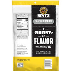 Spitz cracked pepper sunflower seeds in a bag for convenient, flavorful bites.