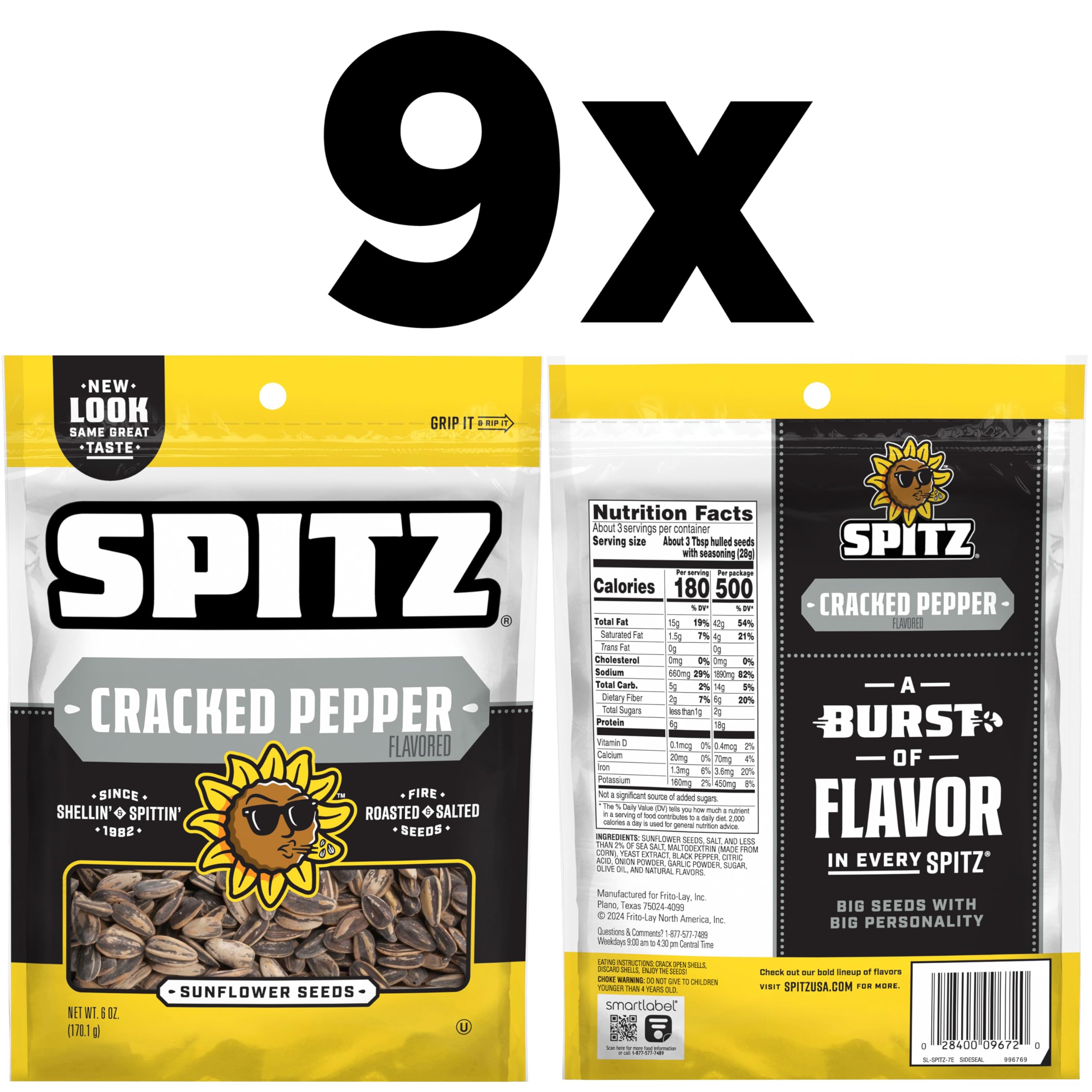 Spitz cracked pepper sunflower seeds on a serving surface, highlighting rich flavor.