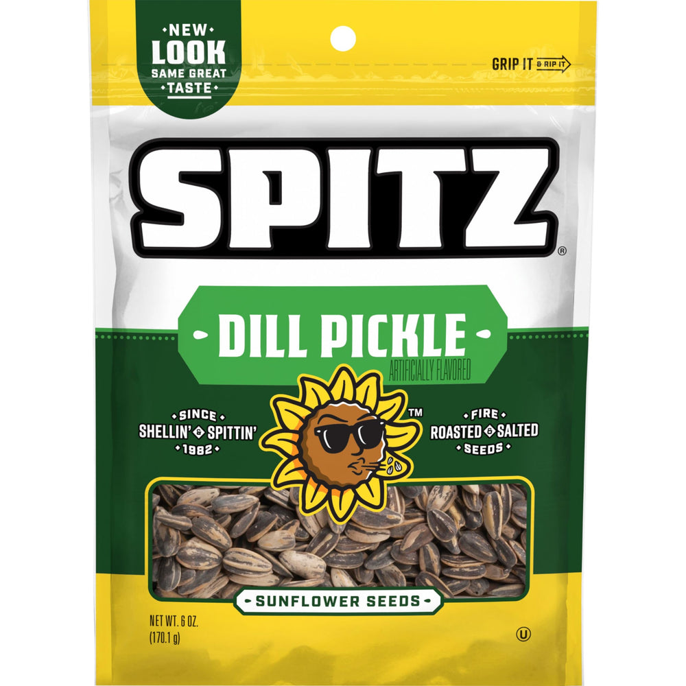 Spitz Dill Pickle sunflower seeds in a 9-pack for easy snacking.