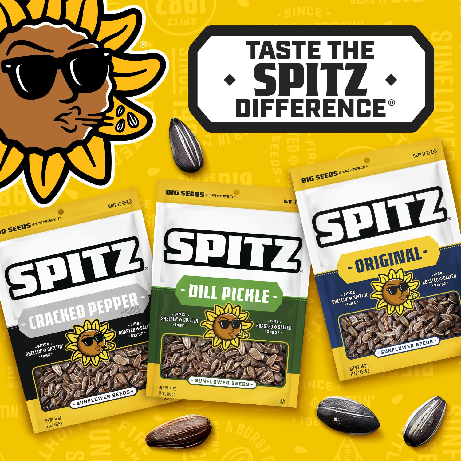 Spitz salted seeds ready to crack and enjoy anytime.