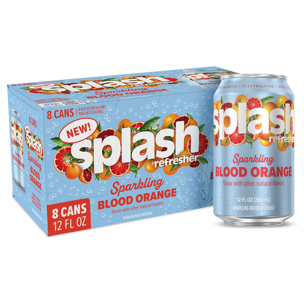 Splash Refresher Blood Orange can front, showcasing bold flavor and brand identity for hydration