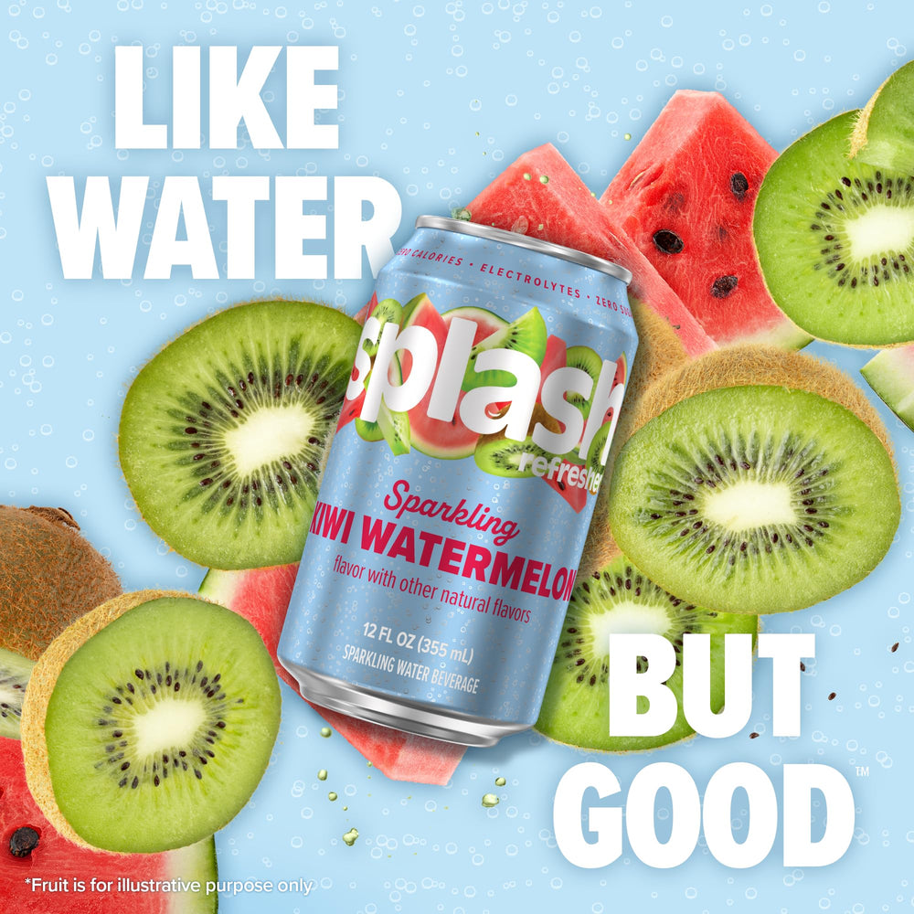 SPLASH REFRESHER eight-pack Kiwi Watermelon displays convenient on-the-go hydration.
