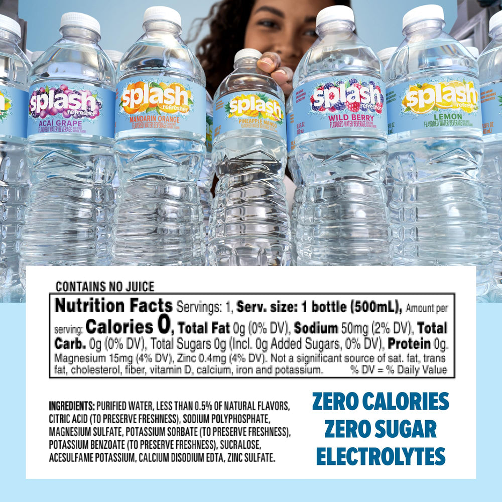 SPLASH REFRESHER Mandarin Orange bottle close-up highlighting bright citrus flavor