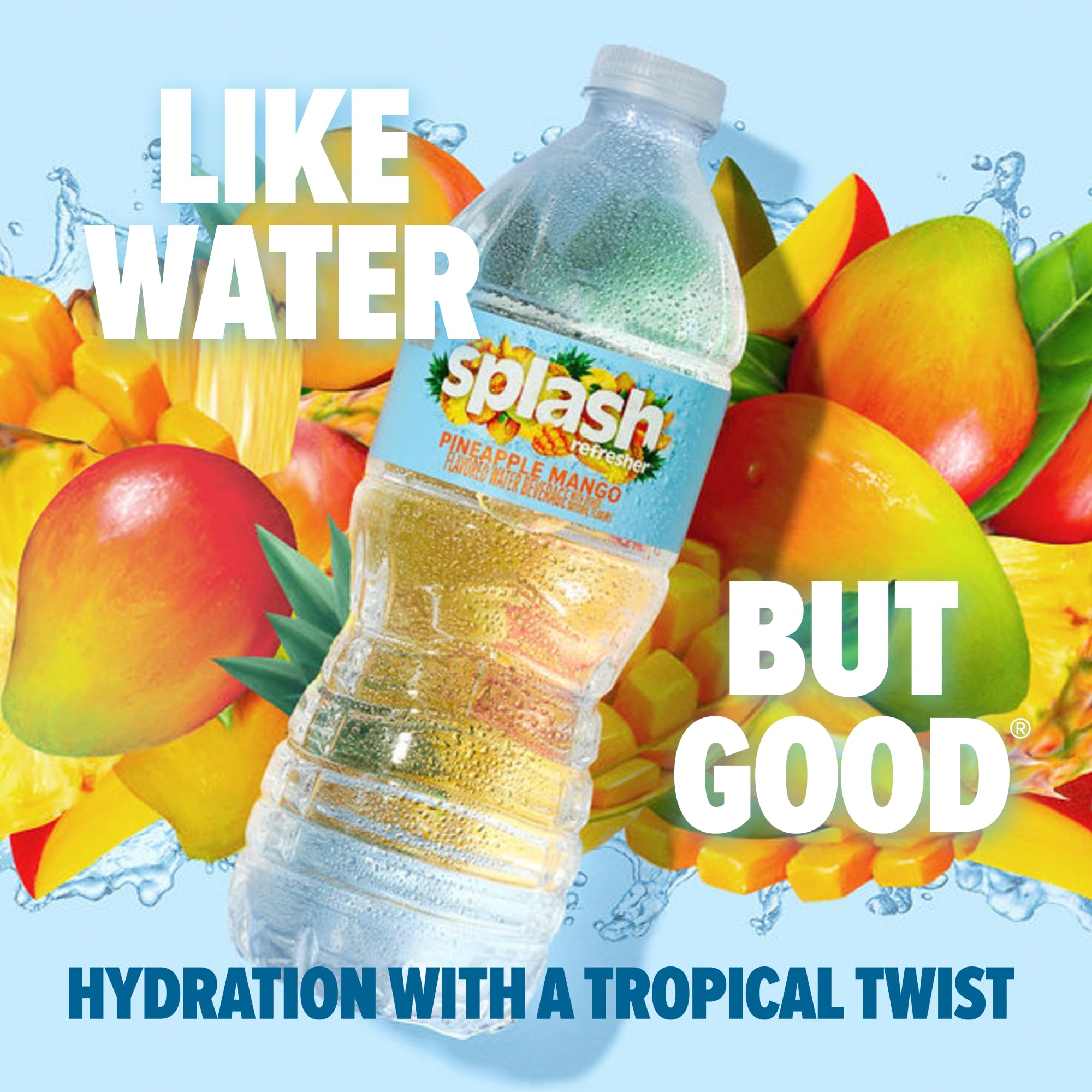 Splash Refresher Pineapple Mango bottle pour captures refreshing tropical taste.