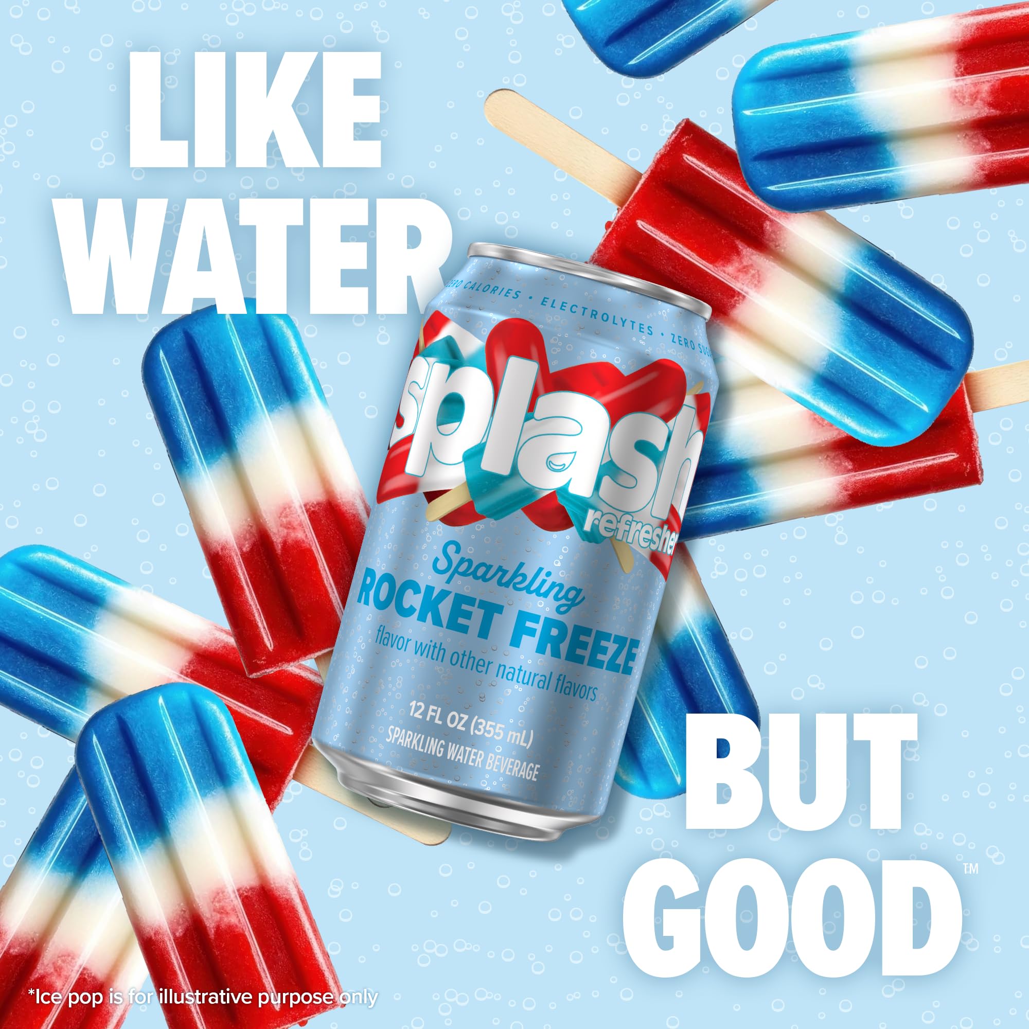 SPLASH REFRESHER Rocket Freeze 8-pack image, ready-to-go hydration for busy days.