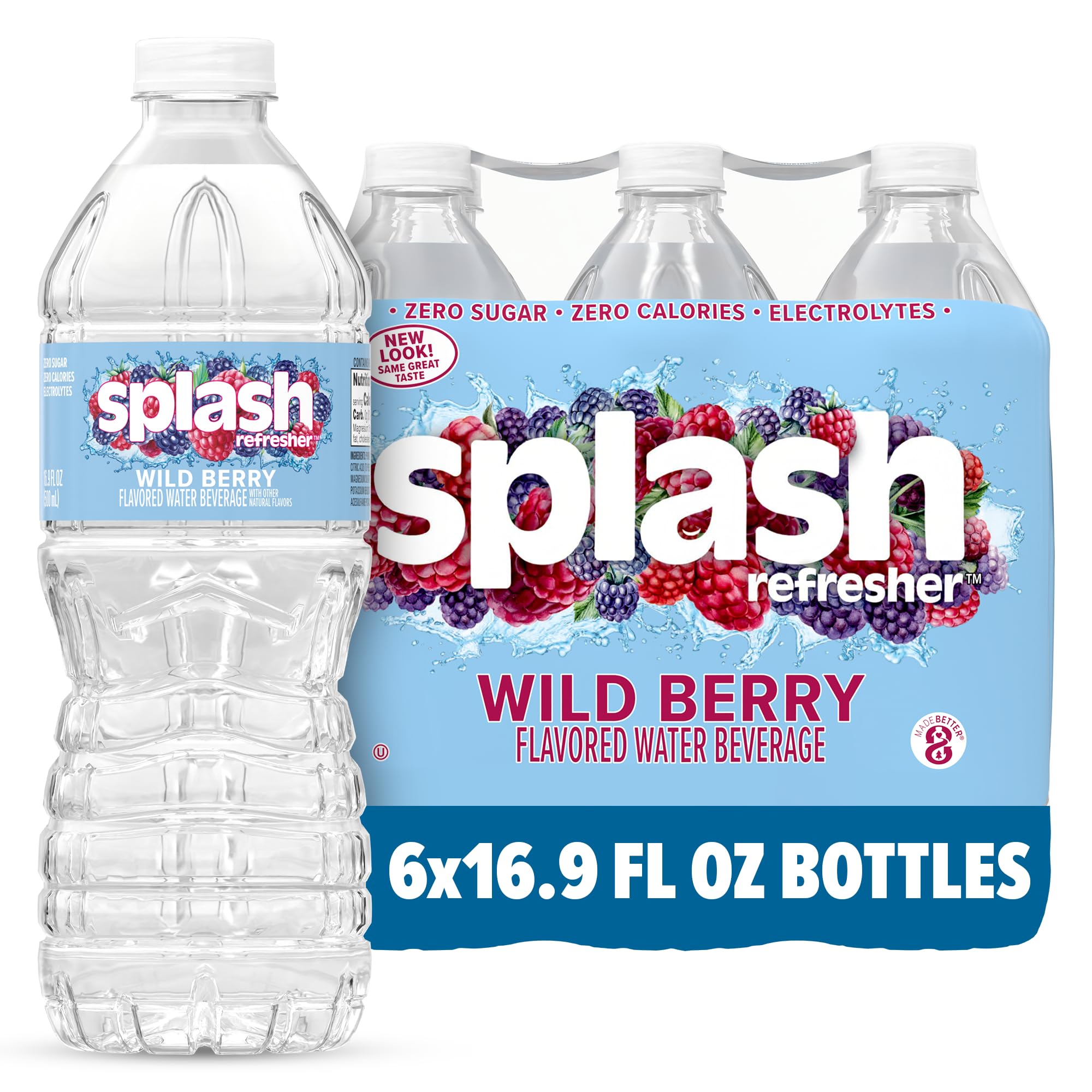 SPLASH REFRESHER Wild Berry bottle front view for tasty daily hydration.
