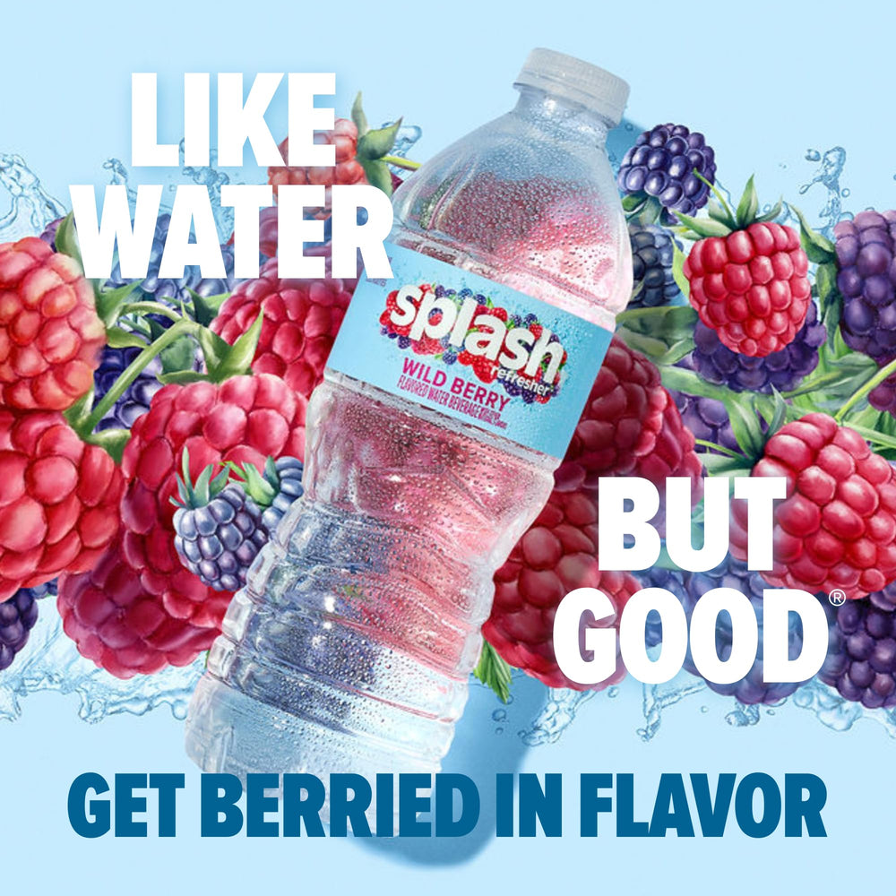 SPLASH REFRESHER Wild Berry six-pack displayed for easy everyday hydration.