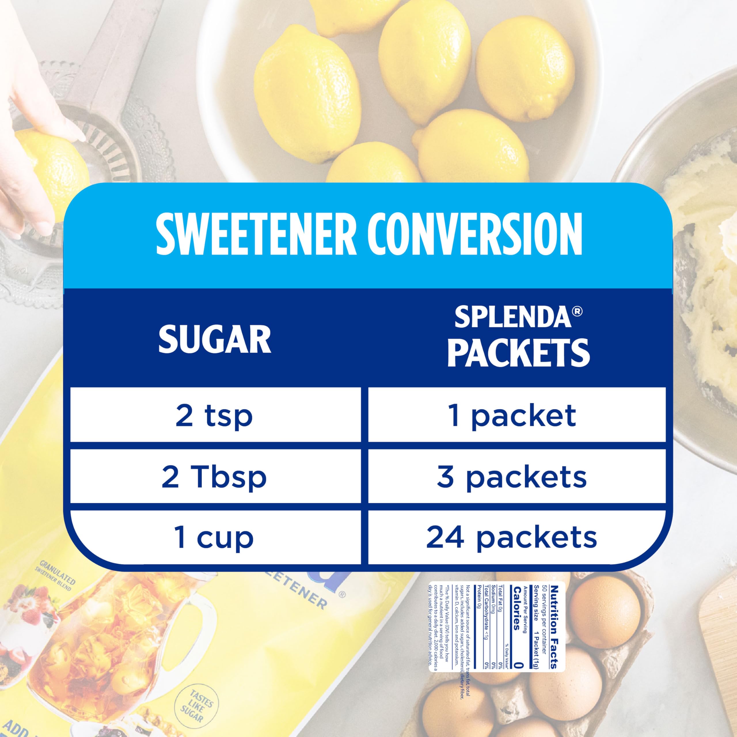 Splenda coffee and tea sweetener packets for daily beverages