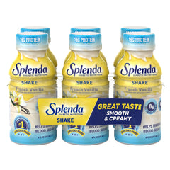 SPLENDA Diabetes Care Shakes French Vanilla bottle showing smooth nutrition and portability.