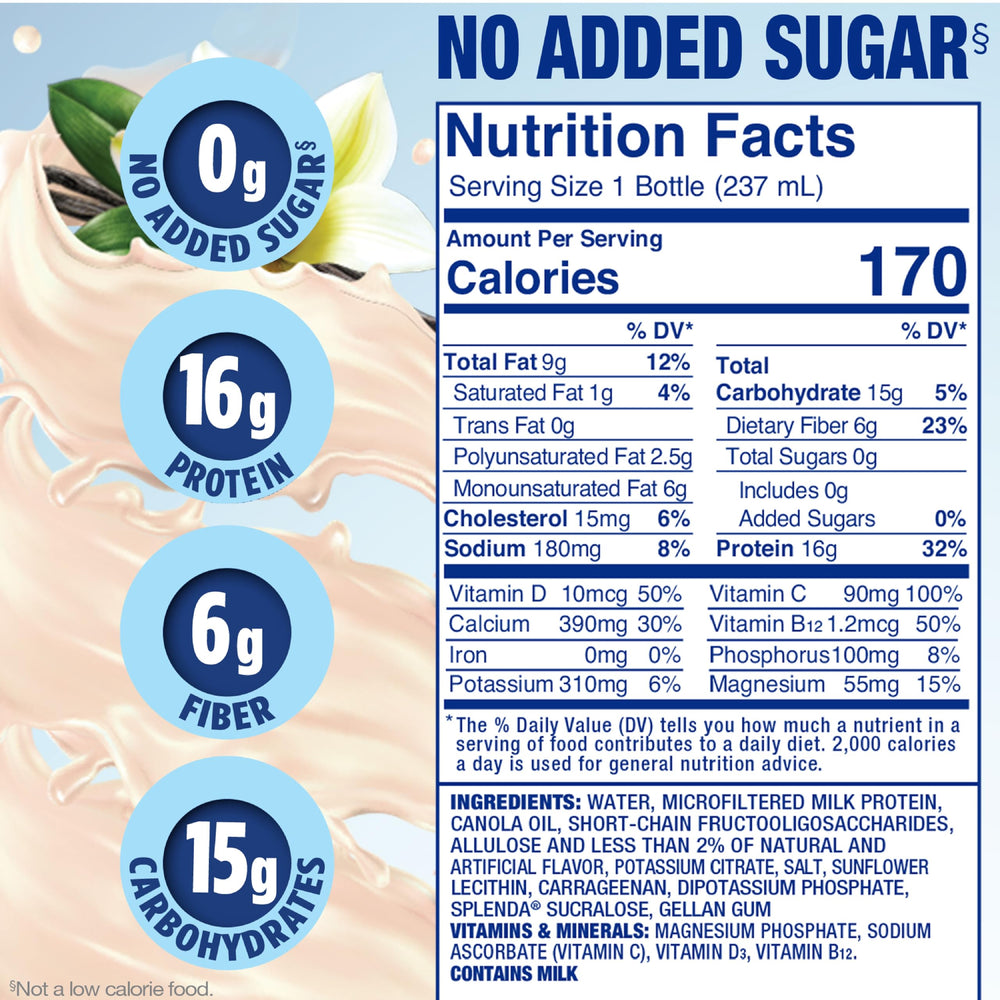 Pouring SPLENDA Diabetes Care Shakes French Vanilla highlights creamy texture.