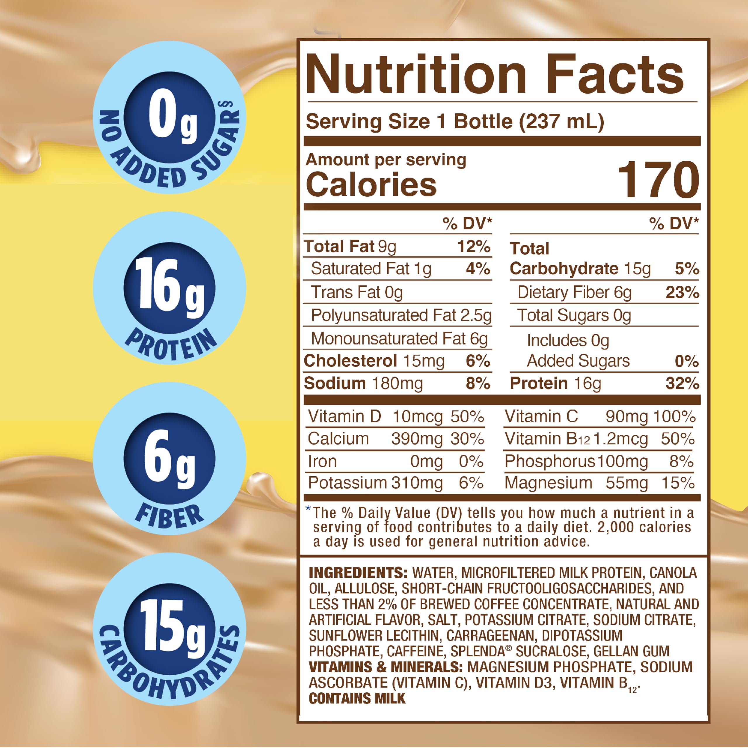 Pouring Café Latte shake reveals creamy texture for convenient meals