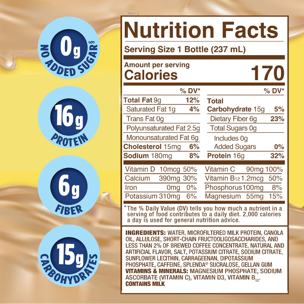 Pouring Café Latte shake reveals creamy texture for convenient meals