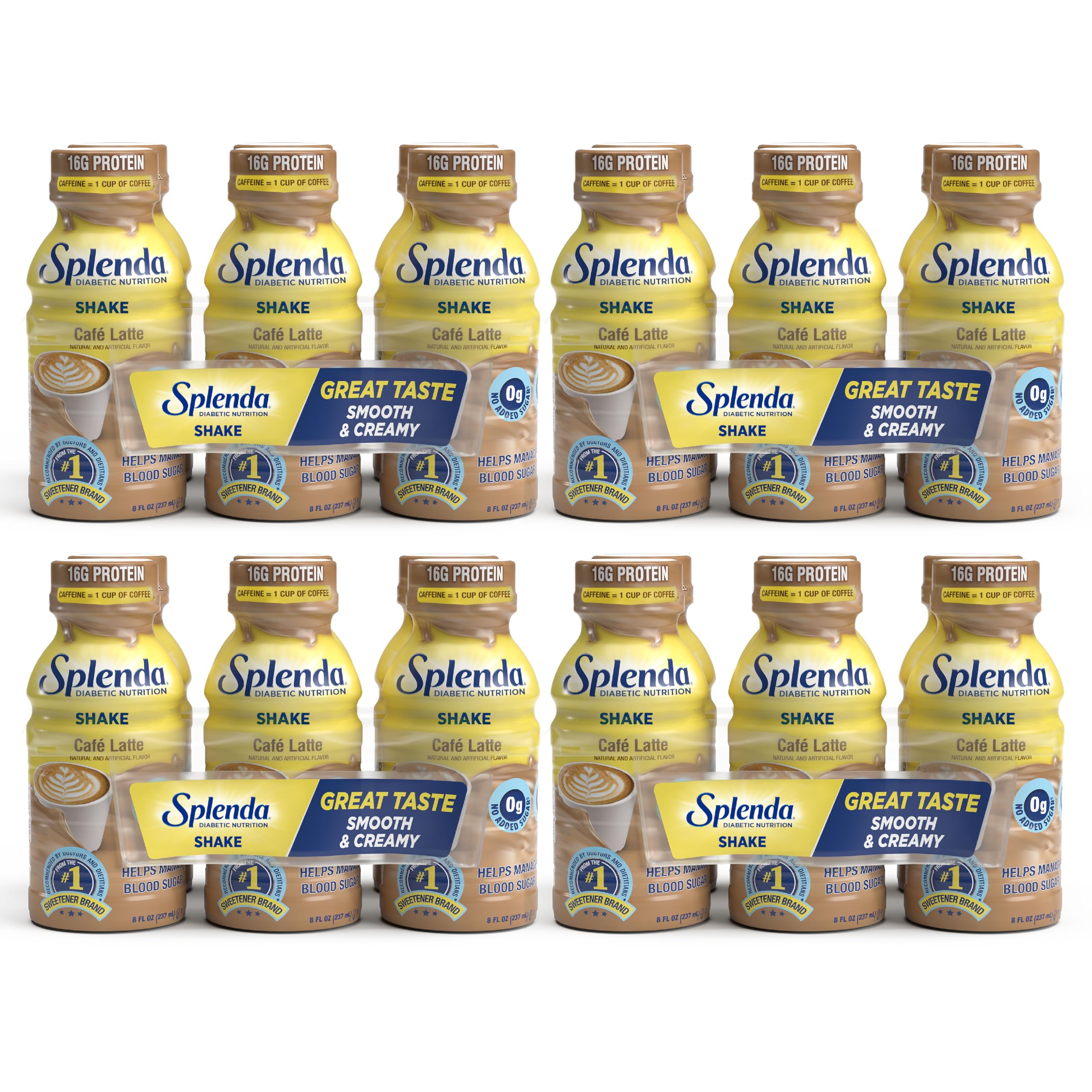 SPLENDA Diabetes Nutrition Shakes Cafe Latte bottle pour for a smooth, convenient meal