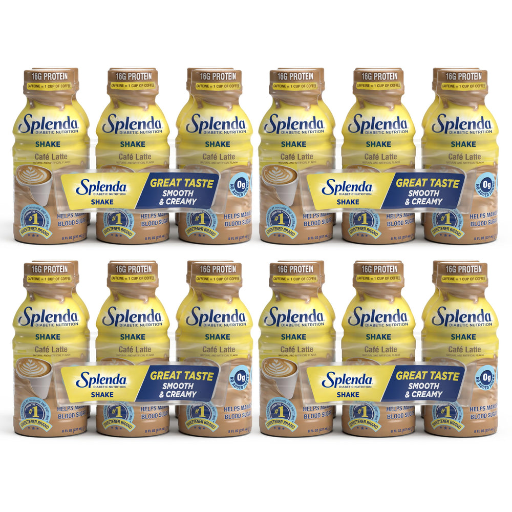 SPLENDA Diabetes Nutrition Shakes Cafe Latte bottle pour for a smooth, convenient meal