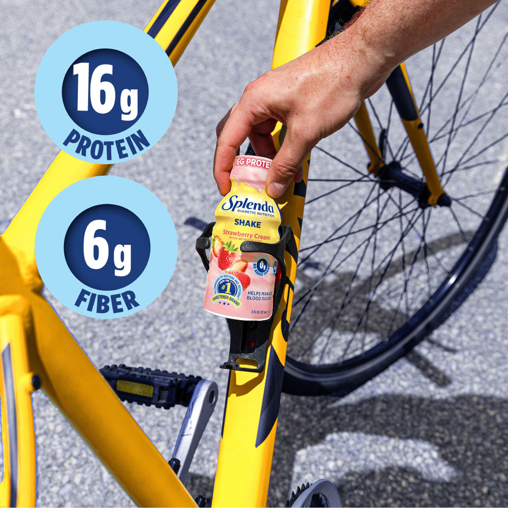 Close-up of the SPLENDA Diabetes Nutrition Shakes label showing no added sugar