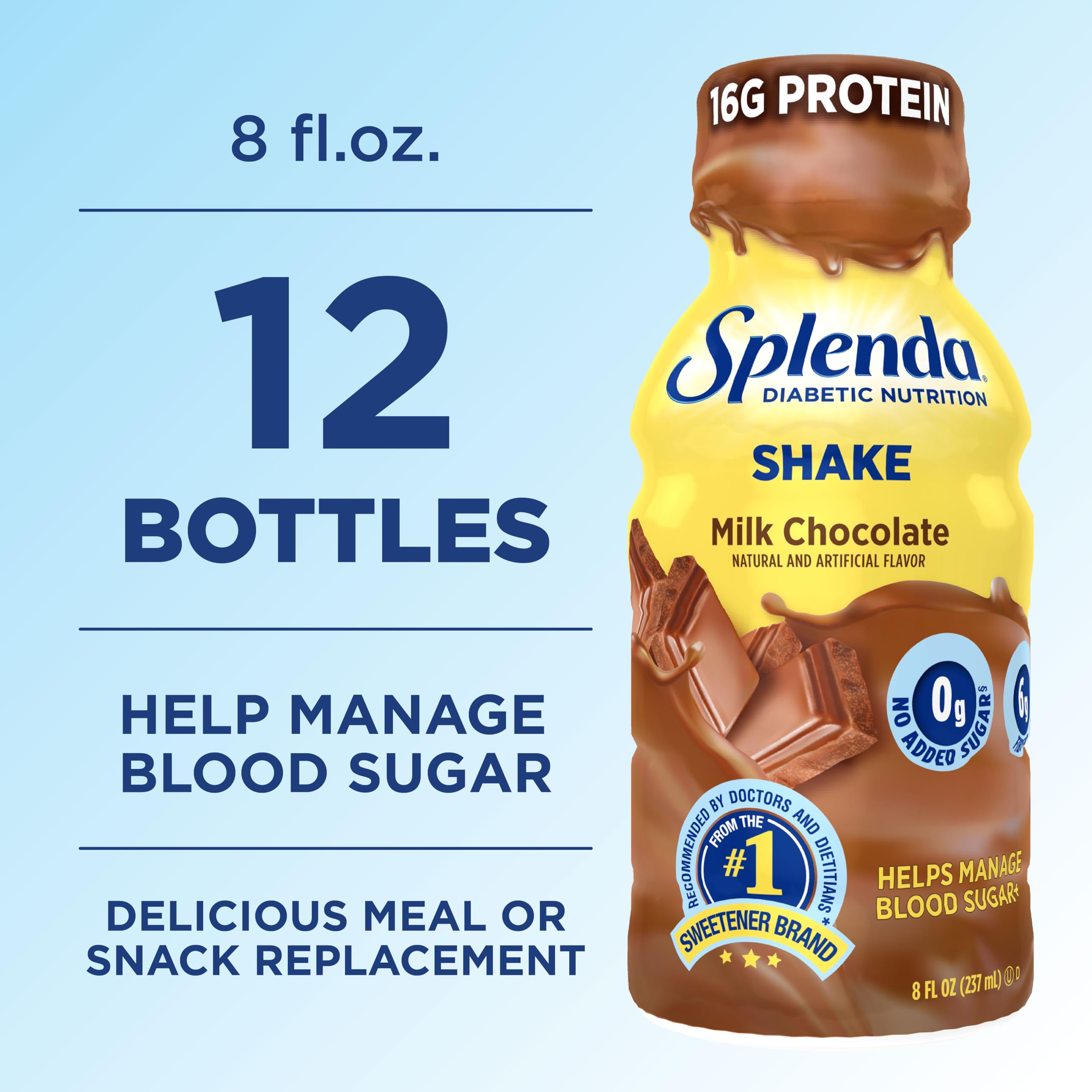 Stacked SPLENDA Diabetes Nutrition Shakes bottles suggest convenient on-the-go nutrition