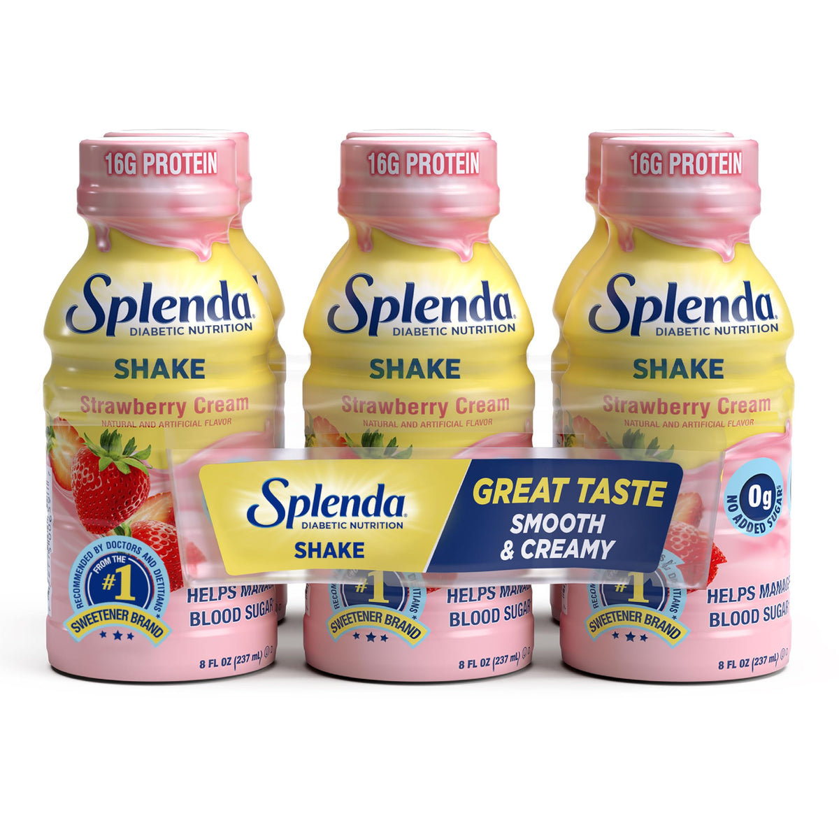 SPLENDA Diabetes Nutrition Shakes Strawberry Cream bottle for balanced, on-the-go nutrition