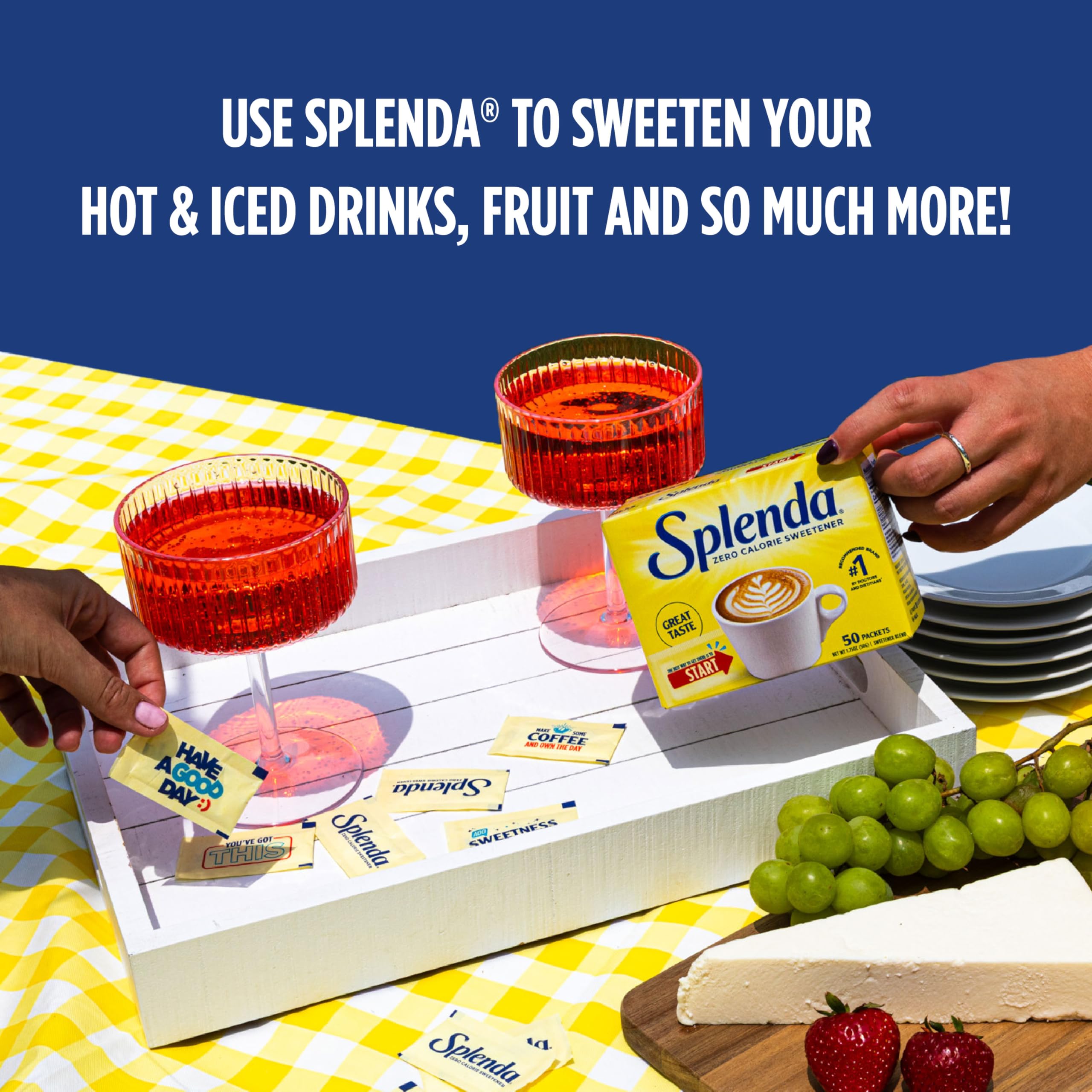 Splenda display-ready packets on shelf for quick grab