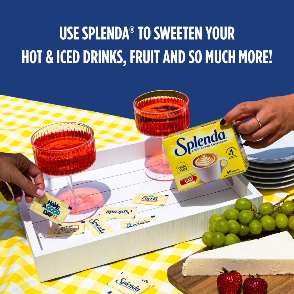 Splenda display-ready packets on shelf for quick grab