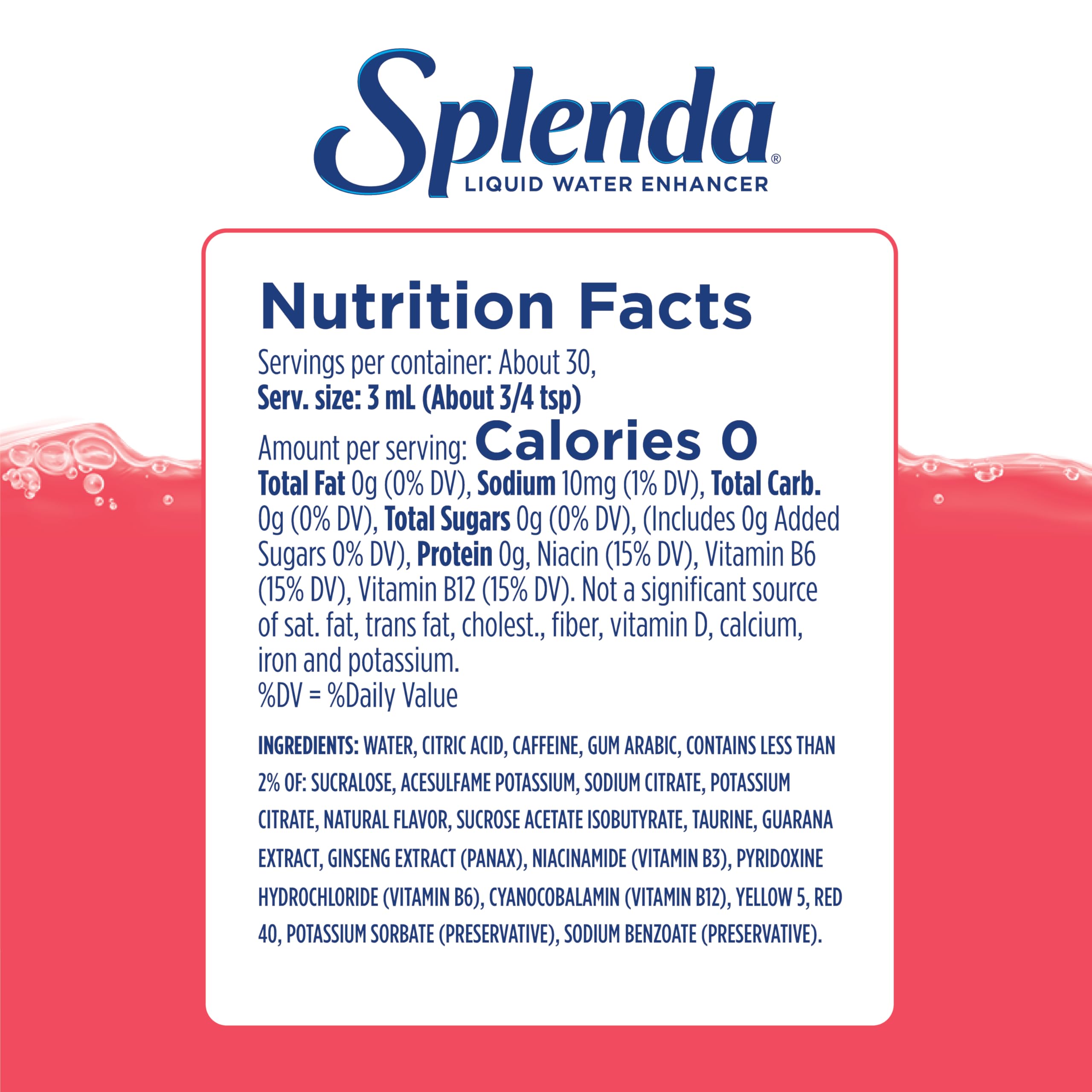 Splenda Energy liquid bottle with leak-proof cap for portable use.