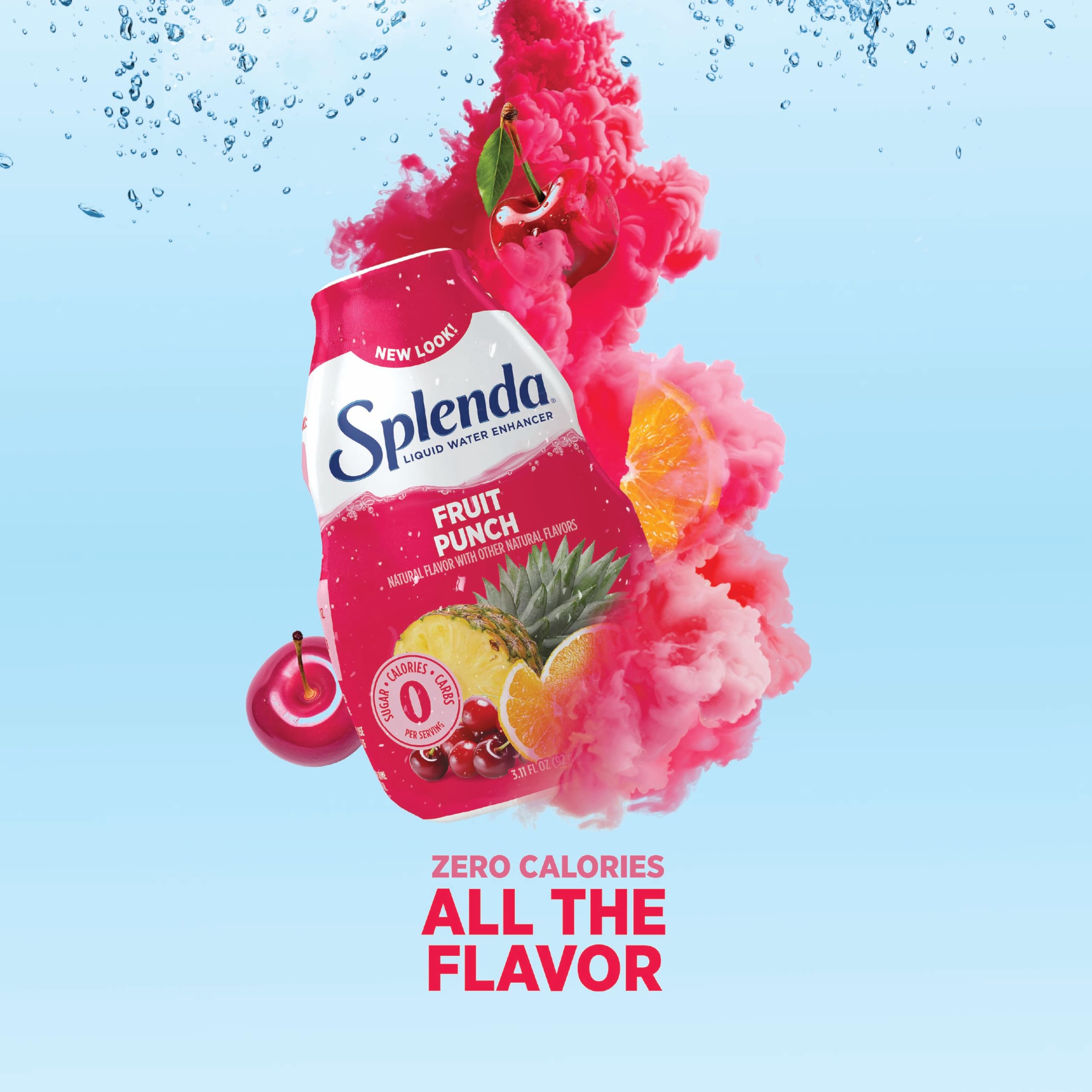 Glass of water with SPLENDA Fruit Punch for a refreshing zero-calorie drink