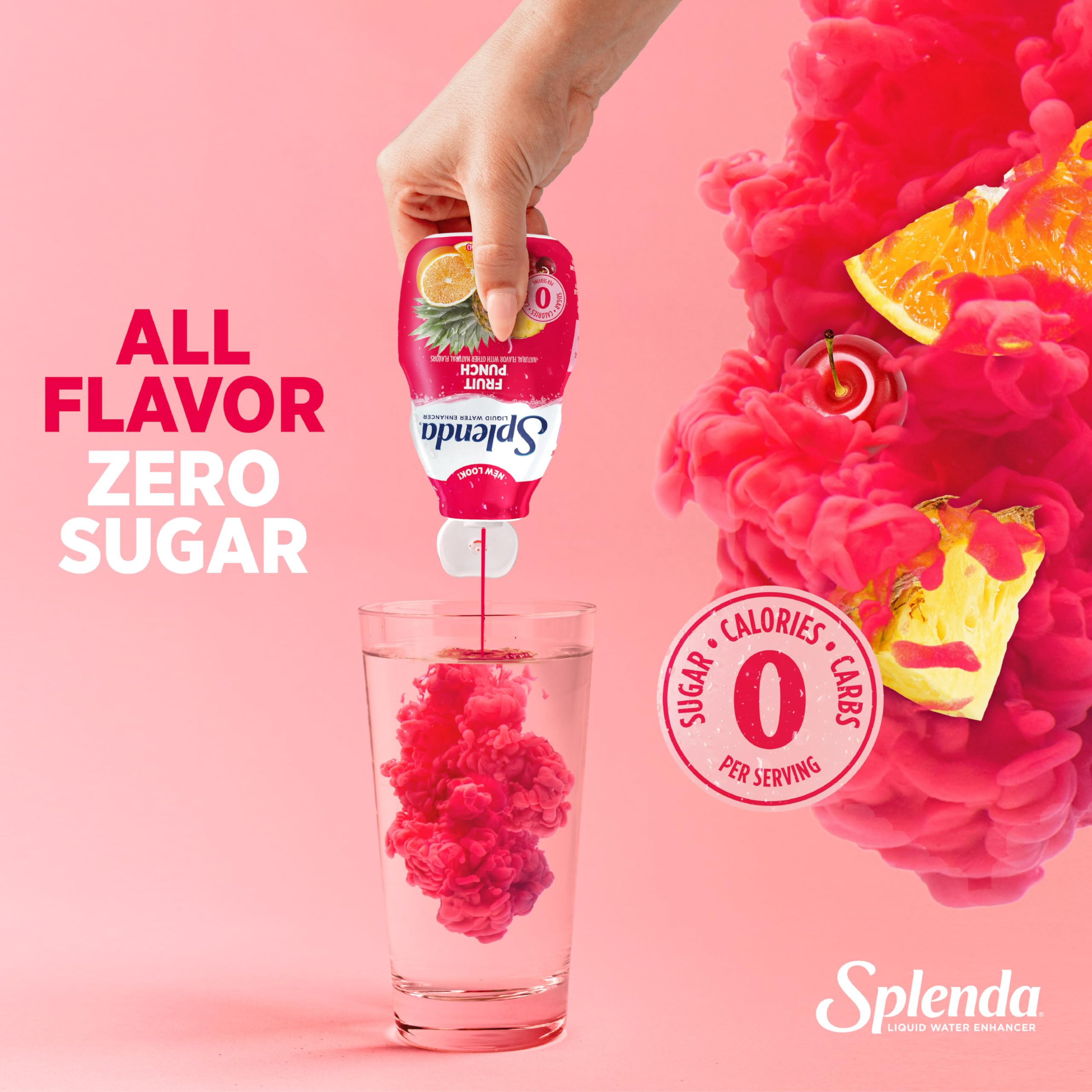 Close-up of SPLENDA Fruit Punch label highlighting natural flavors