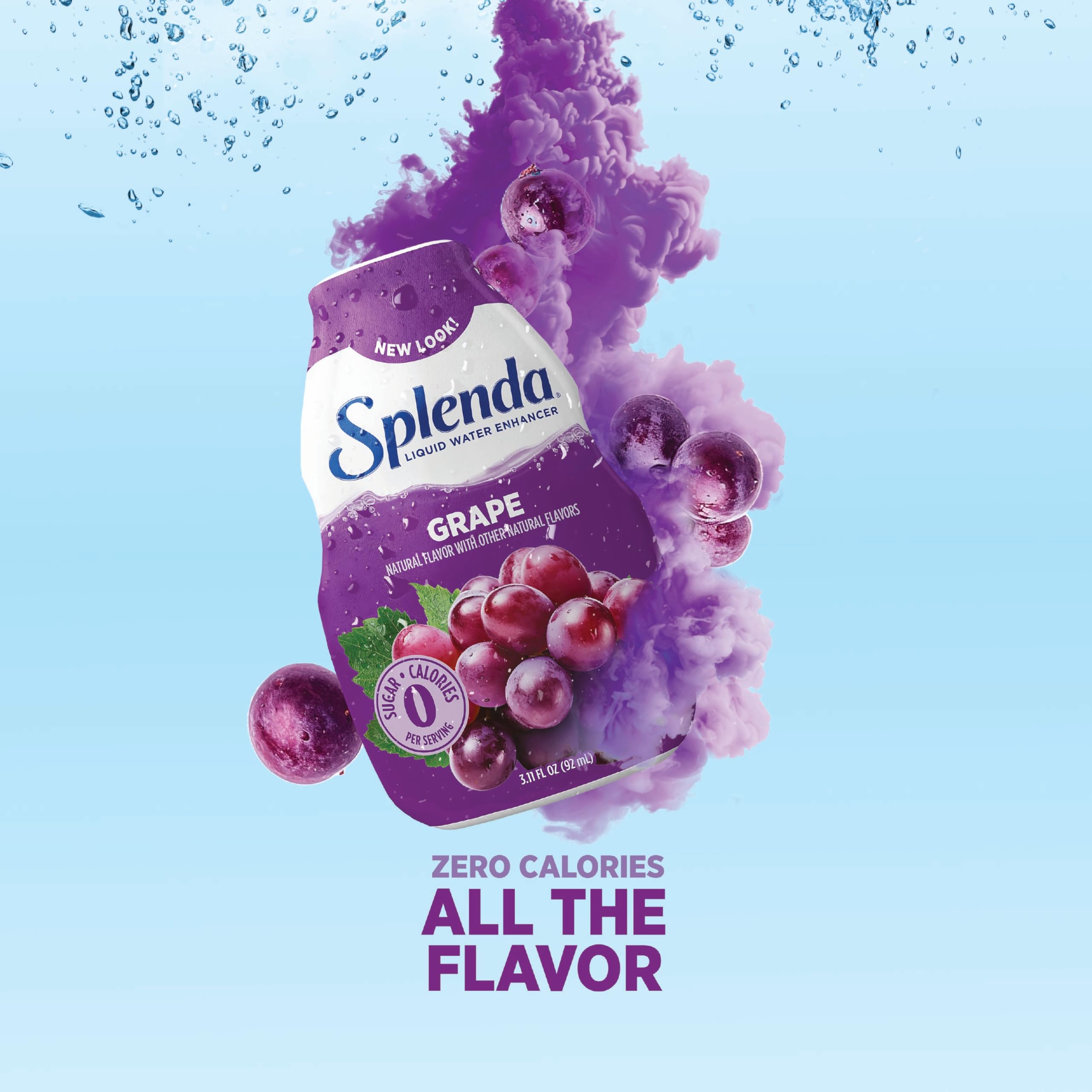 SPLENDA glass with dispensed enhancer demonstrates convenient serving for flavored water.
