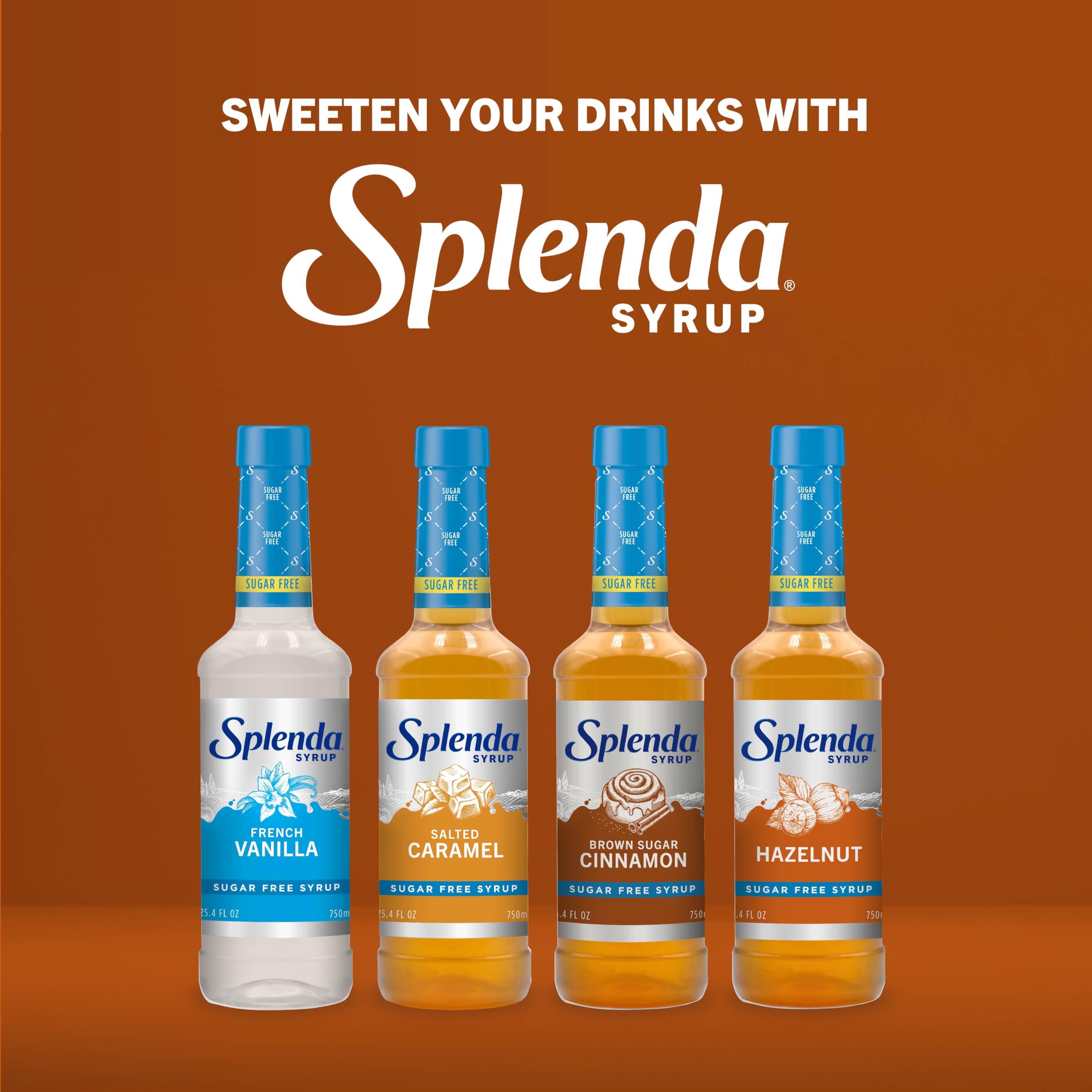 SPLENDA Hazelnut Coffee Syrup latte art pour enhances cafe-style beverages.
