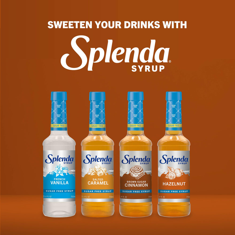 SPLENDA Hazelnut Coffee Syrup latte art pour enhances cafe-style beverages.