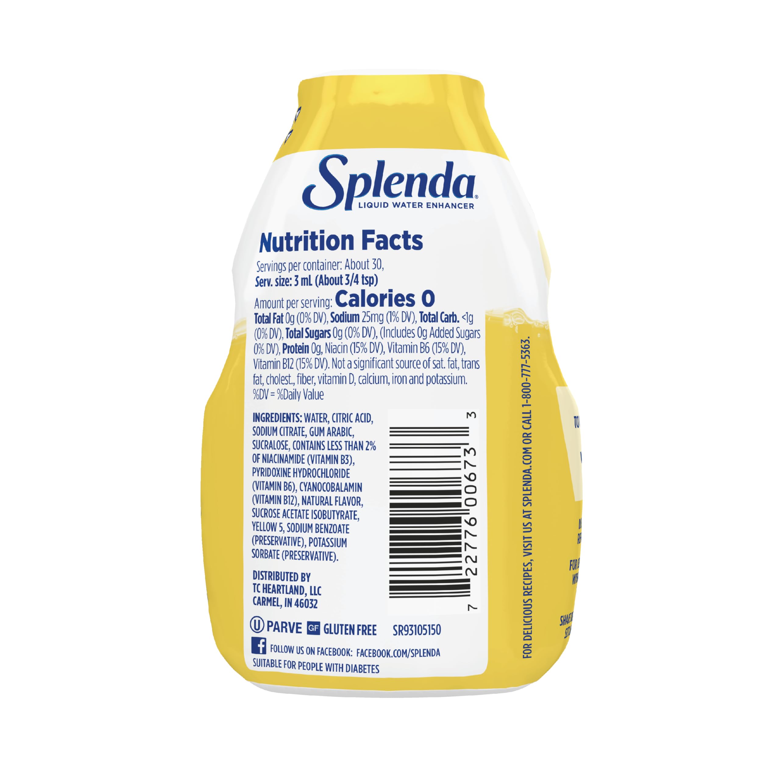 Glass of water tinted with SPLENDA Lemonade flavor for refreshing hydration.