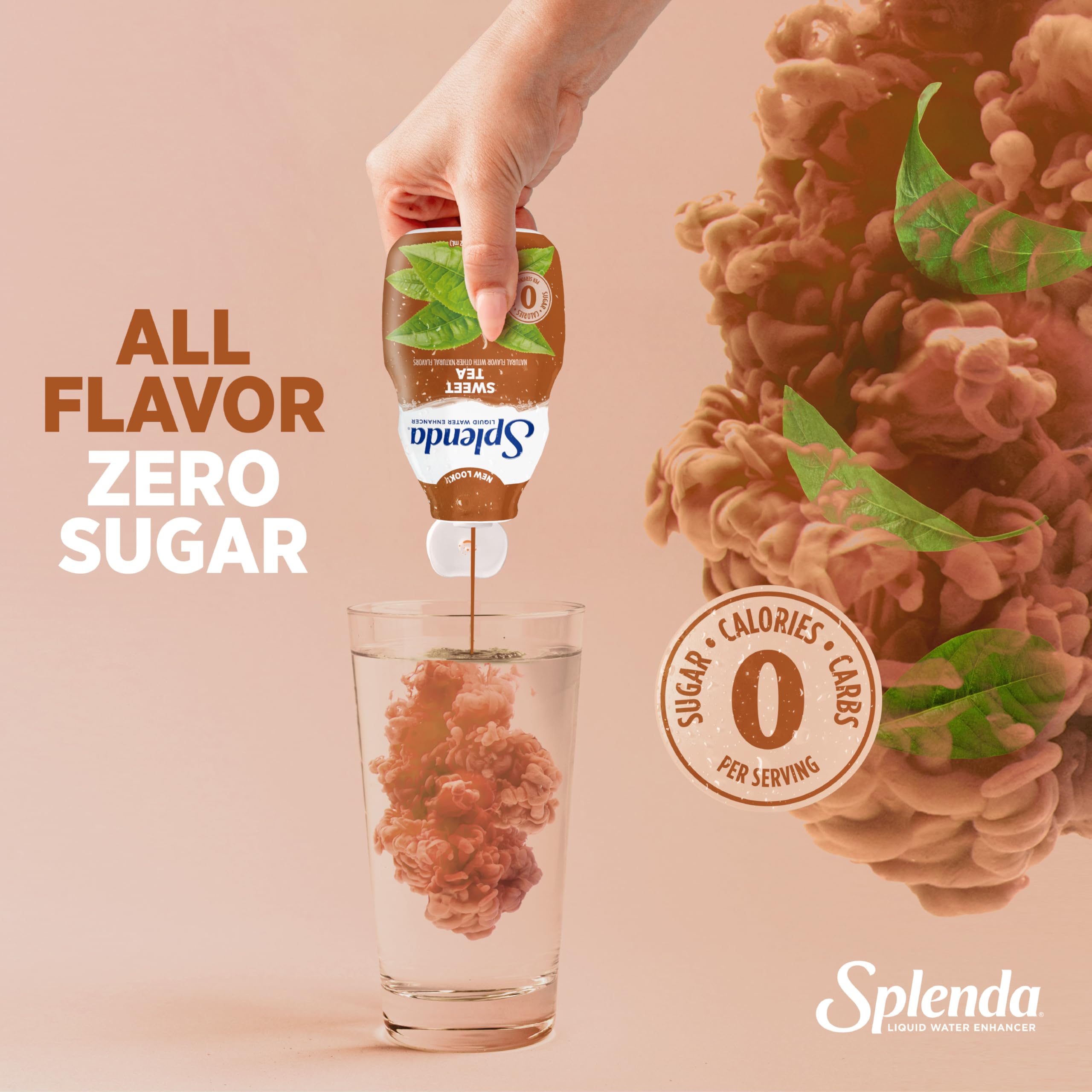 SPLENDA shows 30 servings per bottle for flavor on demand