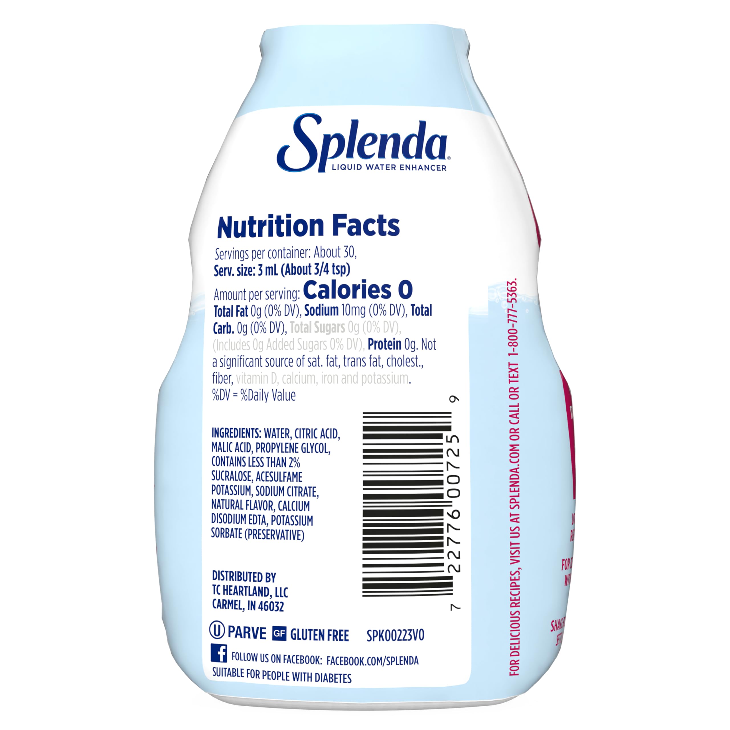 SPLENDA Liquid Water Enhancer flip-top cap demonstrates leak-proof, one-handed use