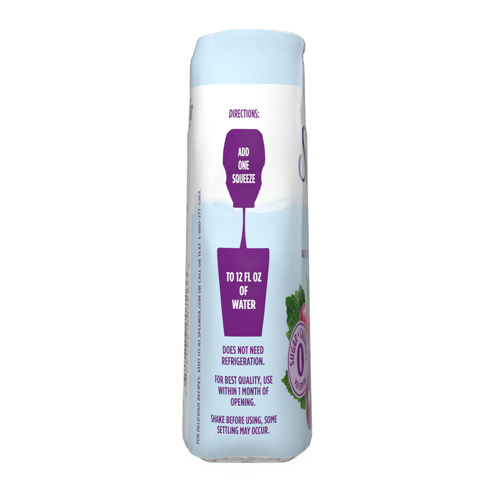 SPLENDA grape liquid water enhancer packaging box showing convenience and value.