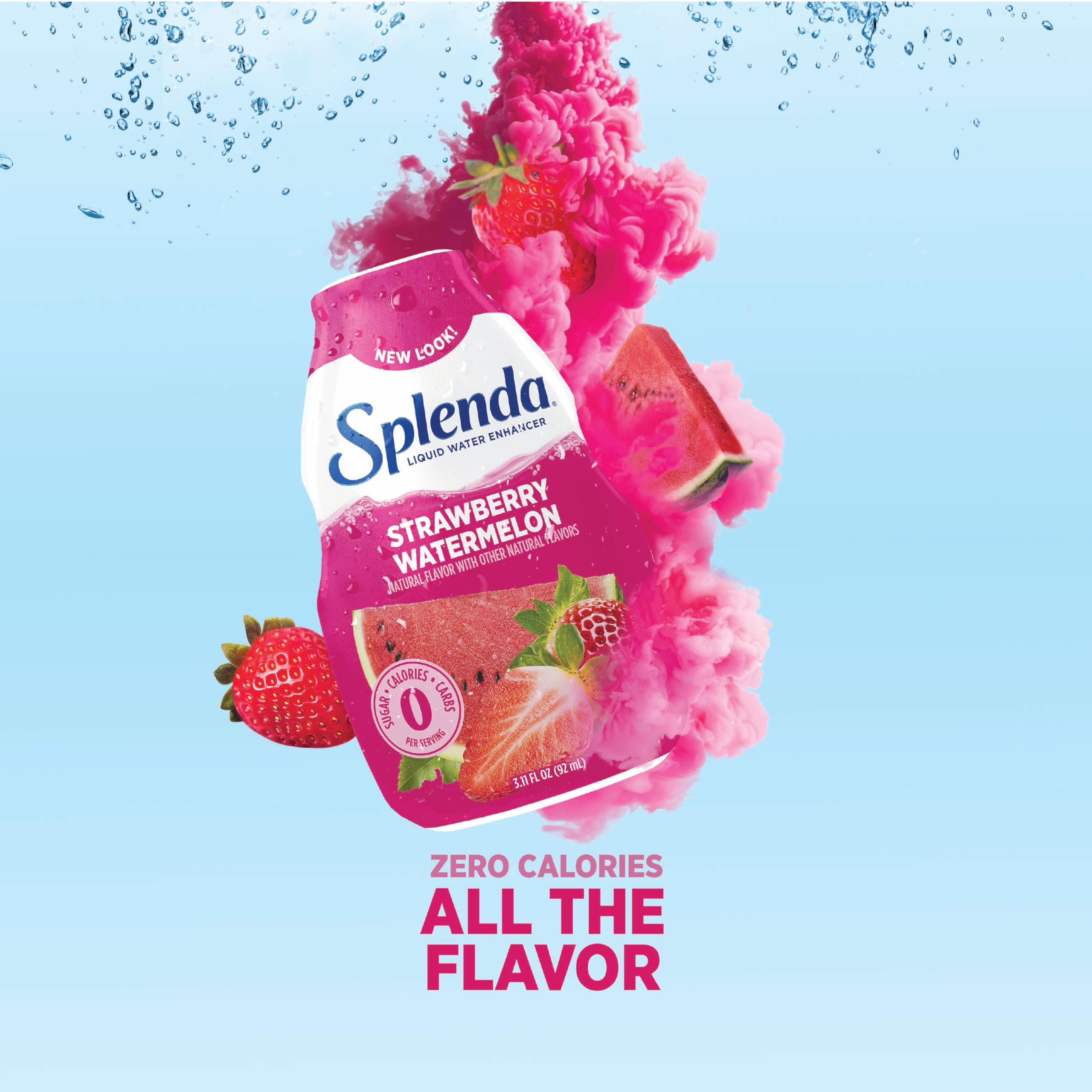 SPLENDA Liquid Water Enhancer offers 30 servings per bottle for easy flavoring.