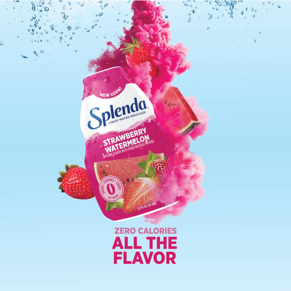 SPLENDA Liquid Water Enhancer offers 30 servings per bottle for easy flavoring.