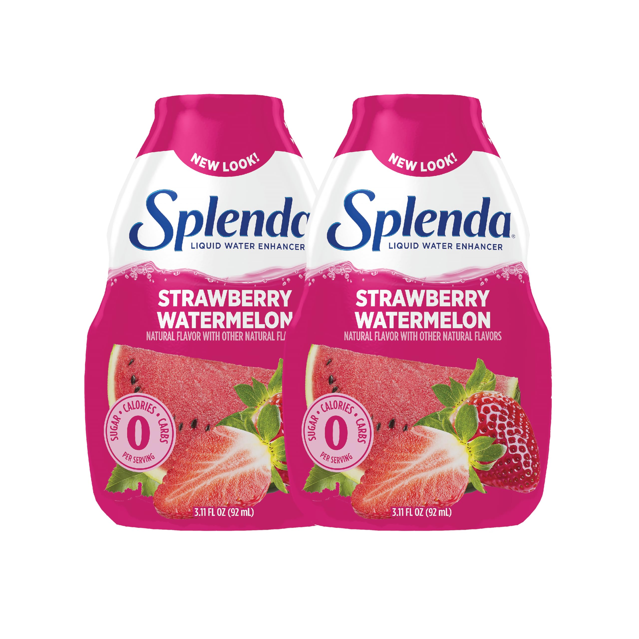 SPLENDA Liquid Water Enhancer bottle with strawberry watermelon flavor for zero sugar hydration.