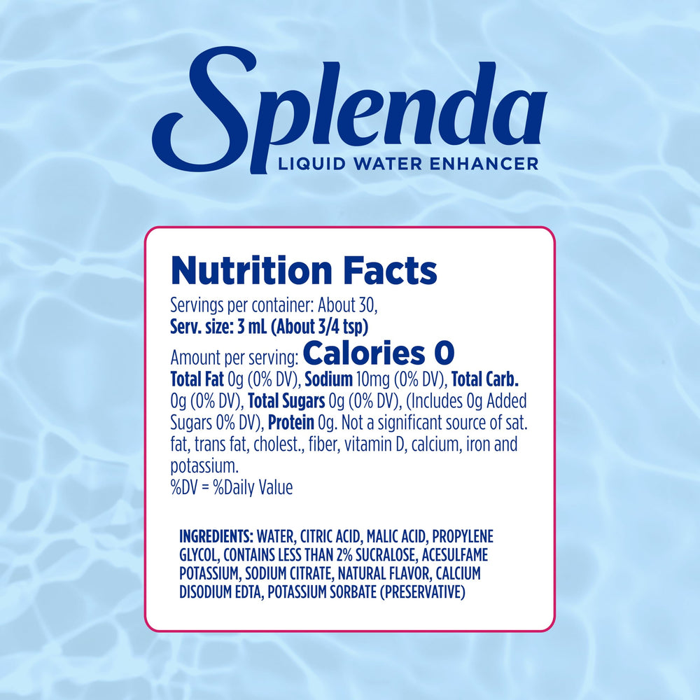 SPLENDA Liquid Water Enhancer pour into glass for on-demand flavoring