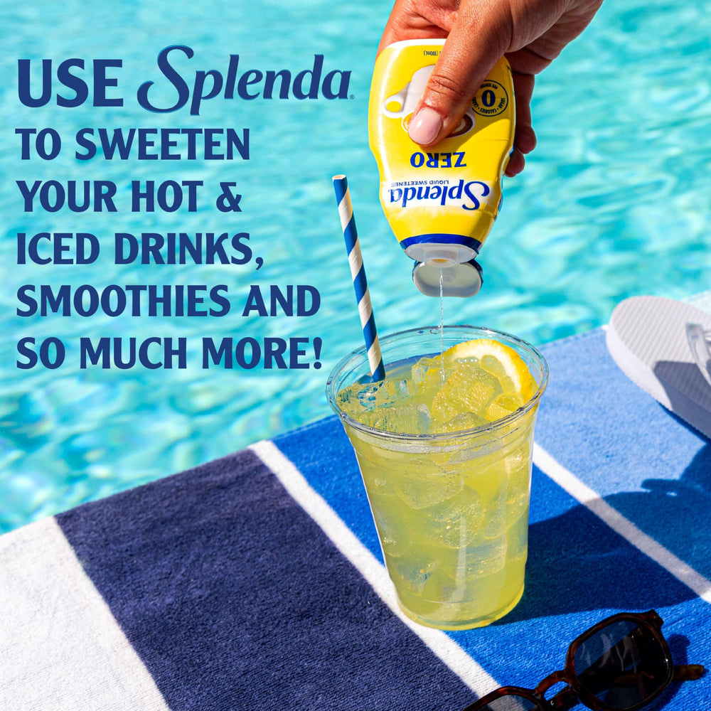 Close-up of SPLENDA label on zero calorie liquid sweetener