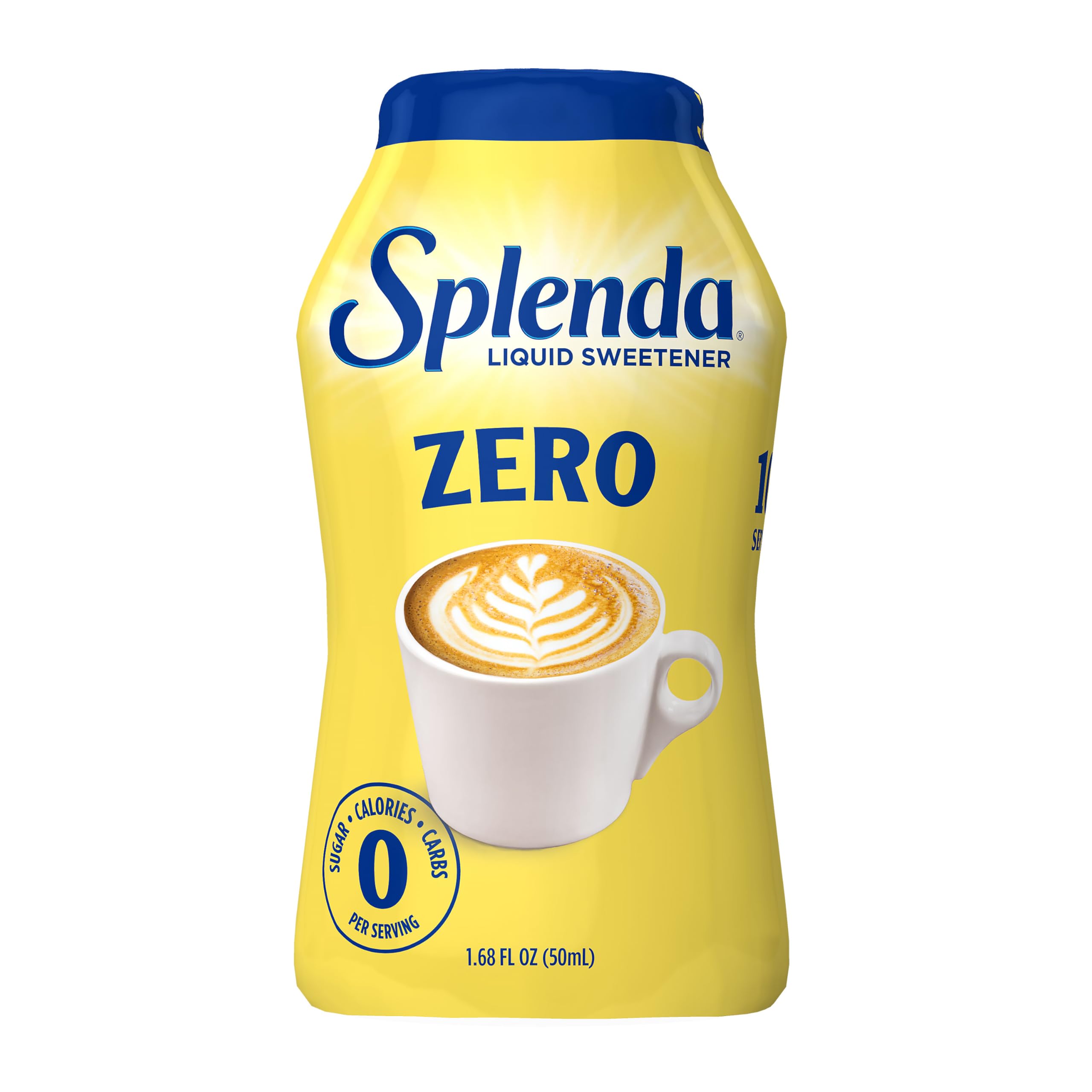 SPLENDA Liquid bottle beside a glass of iced tea